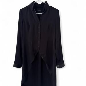 Rag & Bone 90s grunge preppy black high-low collared button-down size XS